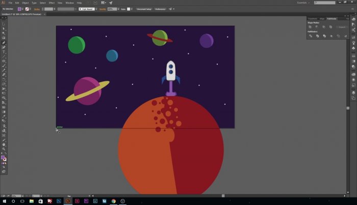 Рисуем ракету в космосе в Illustrator