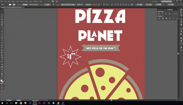 Постер для пиццерии в Illustrator