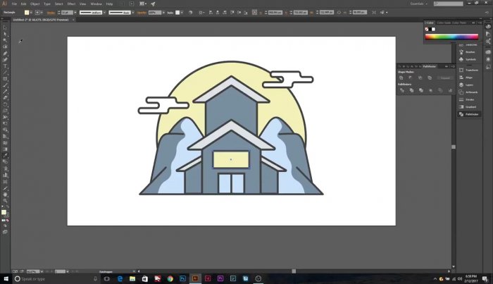 Рисуем дом в горах в Illustrator