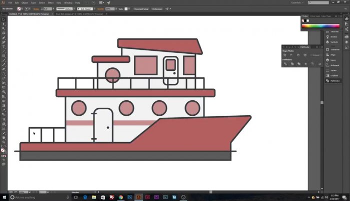 Векторный корабль в Illustrator