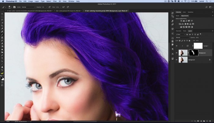 Как изменить цвет волос у брюнеток в Photoshop?