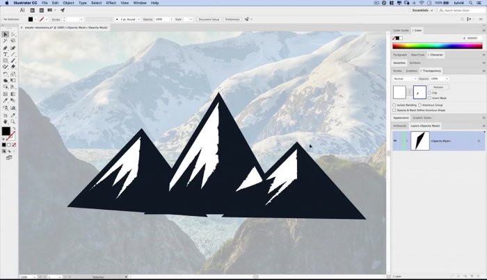 Простейшие векторные горы в Illustrator