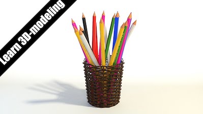 Моделирование плетеного стаканчика с карандашами в Blender