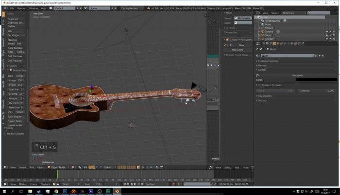 Моделирование акустической гитары в Blender