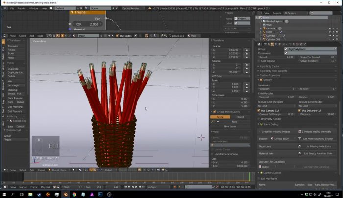 Моделирование плетеного стаканчика с карандашами в Blender