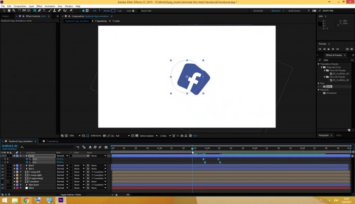 Анимация с логотипом Facebook в After Effects