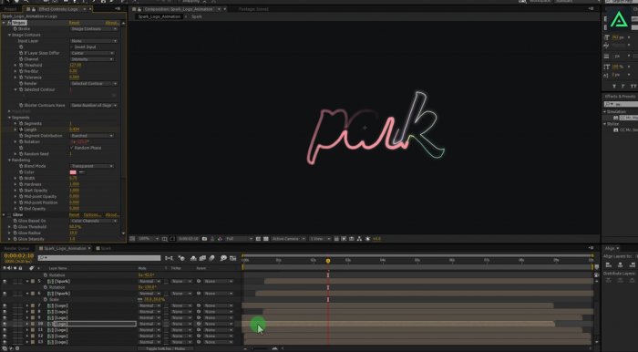 Анимация логотипа с искрами в After Effects