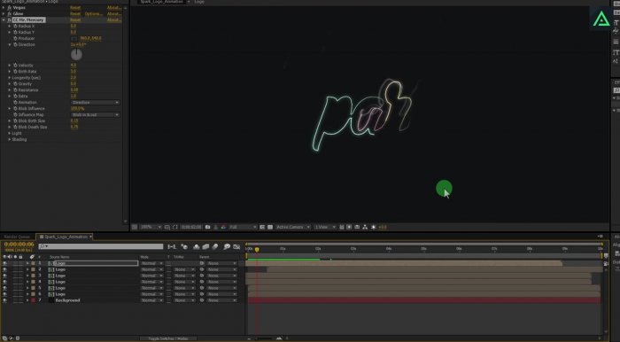 Анимация логотипа с искрами в After Effects