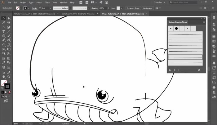 Отрисовка мультяшного кита в Illustrator
