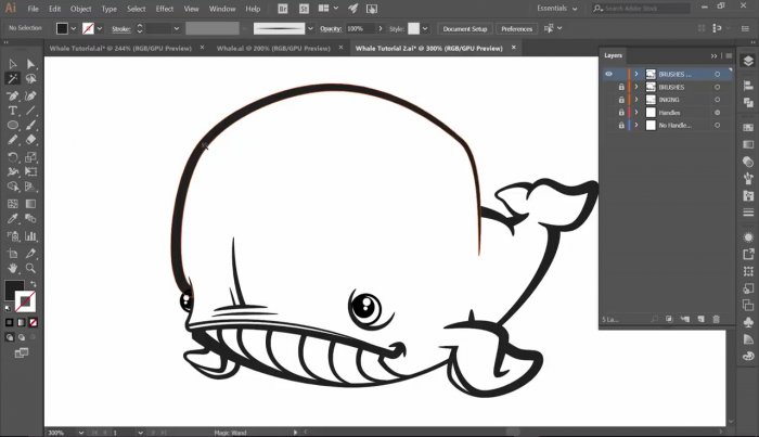 Отрисовка мультяшного кита в Illustrator