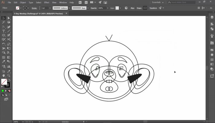 Отрисовка и раскрашивание обезьянки в Illustrator
