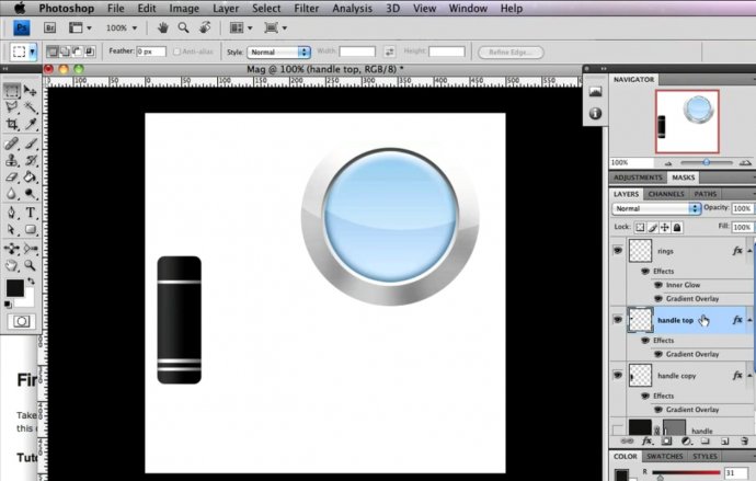 Magnifying Glass Icon in Photoshop CS4