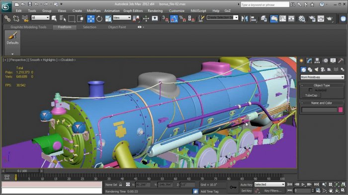 Смешанные методы моделирования паровоза в 3ds Max 2012