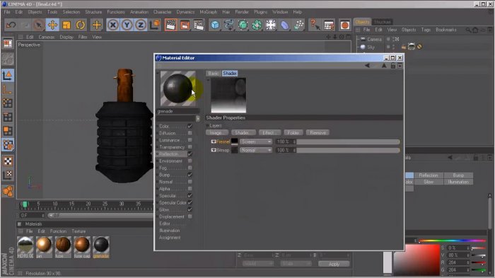 Создание и детализация ручной гранаты Type 97 в Cinema 4D, BodyPaint и Photoshop