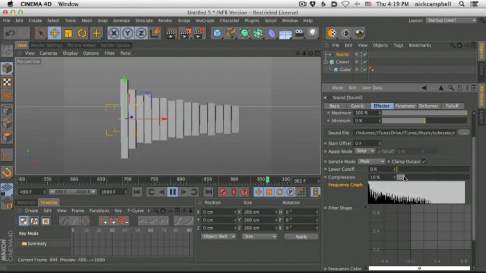 Анимация с музыкой: Используя звуковой эффектор в Cinema 4D