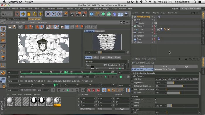 "Фиксируем" текстуру на динамических объектах в Cinema 4D