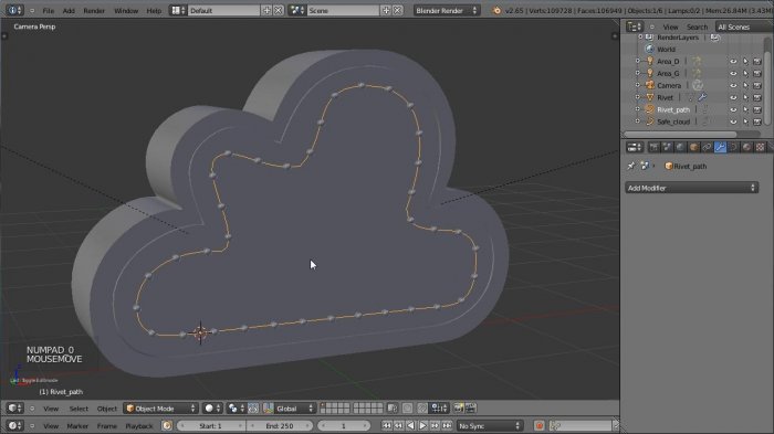 3D иконка облака в Blender
