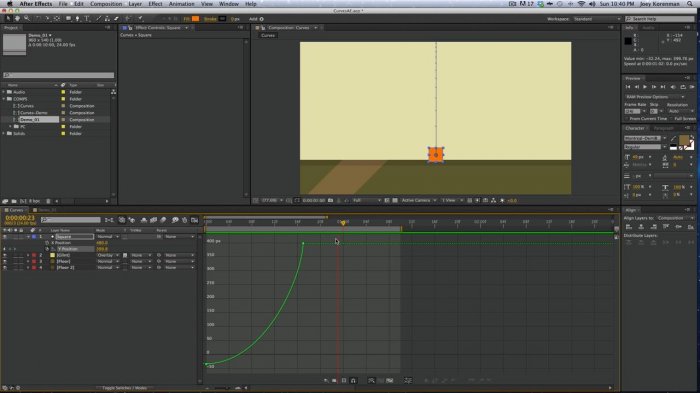 Настройка кривых (curves) при анимации в After Effects