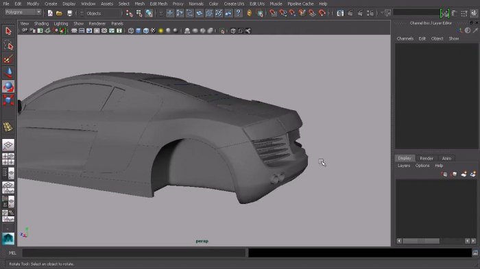 Моделирование автомобиля Audi R8 в Maya