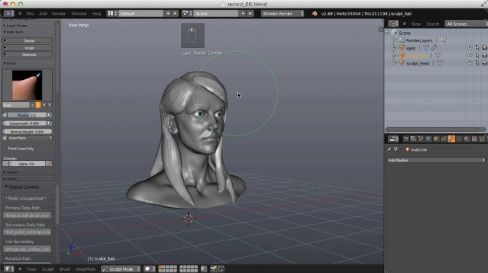 Искусство скульптуры в Blender - Женская голова и волосы