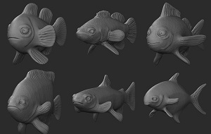 Лепка разных моделей рыб в Zbrush