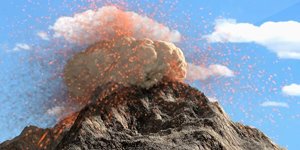 Извержение вулкана в C4D