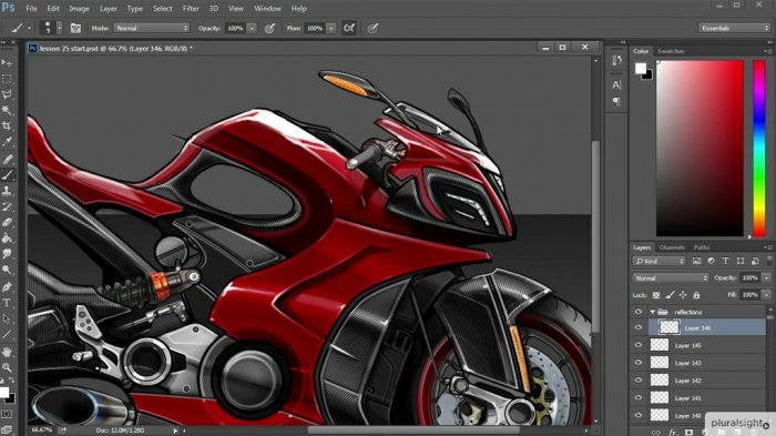 От наброска до иллюстрации мотоцикла в Photoshop