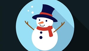 Иконка снеговика в стиле флэт в Illustrator