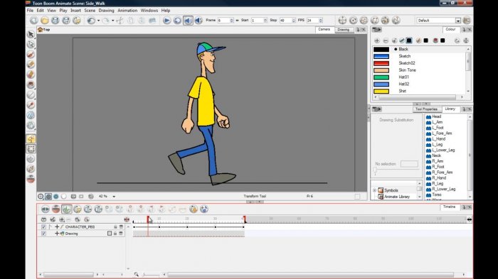 Анимация ходьбы и бега персонажа в Toon Boom Animate