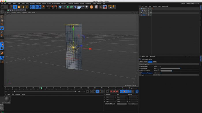 Как использовать деформатор Jiggle для симуляции ткани в Cinema 4D?