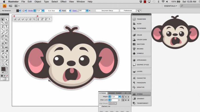 Как нарисовать обезьянку в Illustrator?