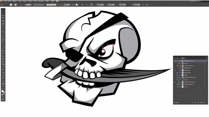 Отрисовка и раскрашивание пиратского черепа в Illustrator