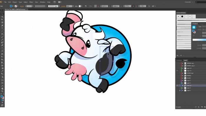 Раскрашивание коровы в Illustrator