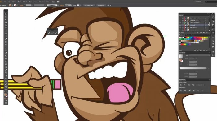 Раскрашивание обезьяны в Illustrator