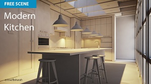Современная кухня в Cinema 4D (3D сцена)