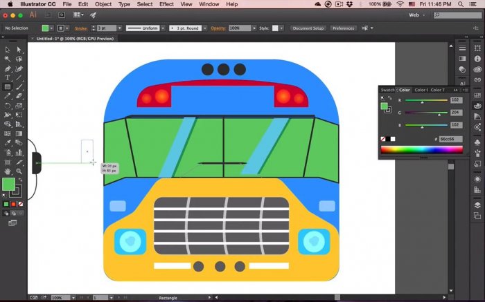 Рисование автобуса в Illustrator