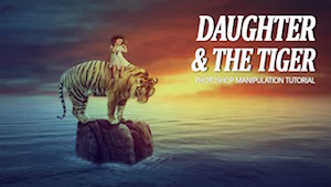 Дочка и тигр в Photoshop