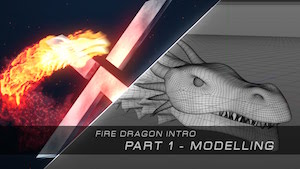 Заставка с огненным драконом в Cinema 4D
