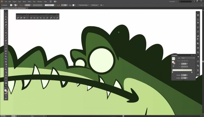 Раскрашивание мультяшного аллигатора в Illustrator