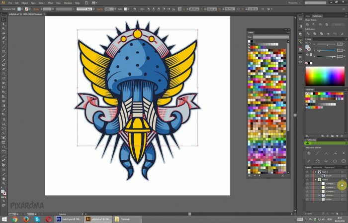 Разработка логотипа в Illustrator - медуза