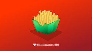 Коробка с картошкой фри в Illustrator