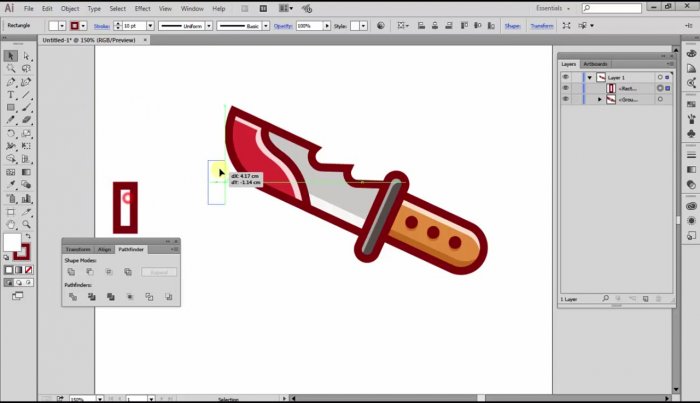 Кровавый нож в Illustrator