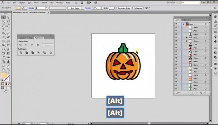 Иконки на тему Хэллоуина в Illustrator