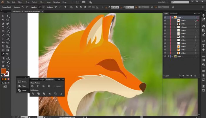 Иконка лисы в Illustrator