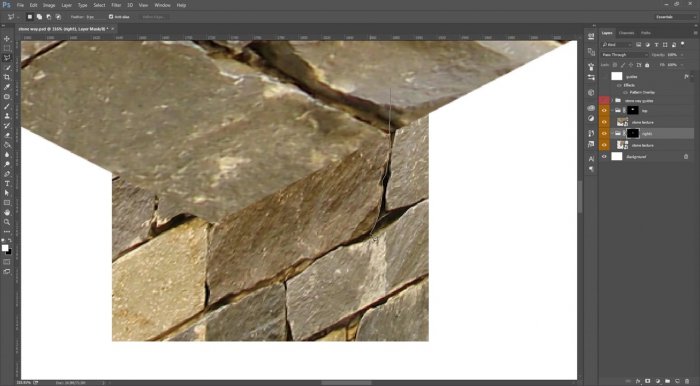Изометрический куб с каменной дорогой в Photoshop