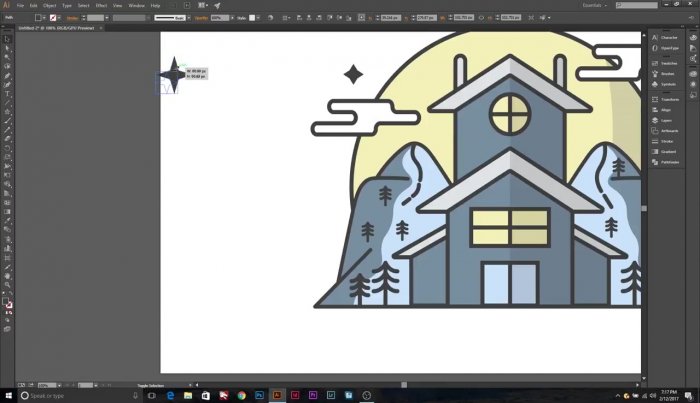 Рисуем дом в горах в Illustrator