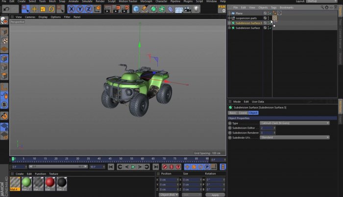Моделирование и текстурирование квадроцикла в Cinema 4D