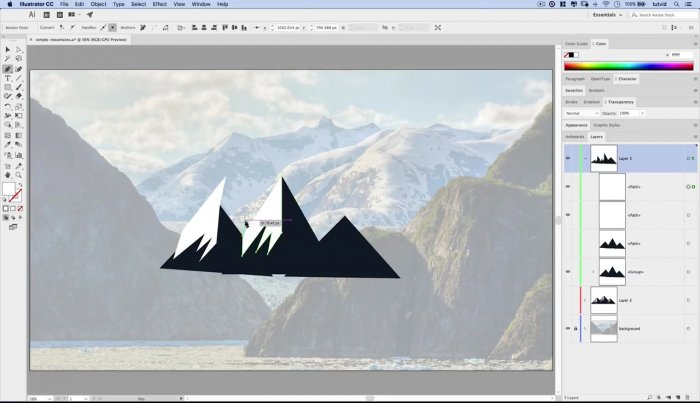 Простейшие векторные горы в Illustrator