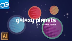 Иллюстрация с планетами в Illustrator