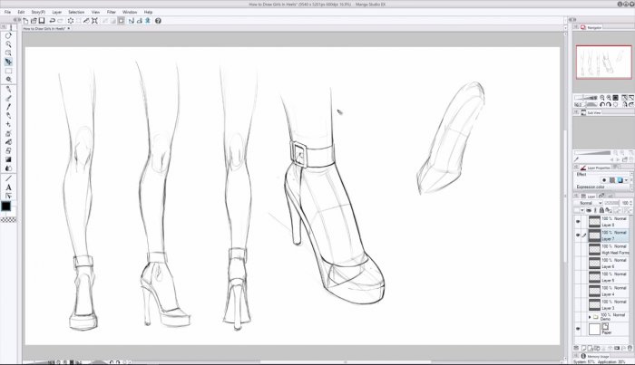Рисуем женские ноги и высокие каблуки в Manga Studio